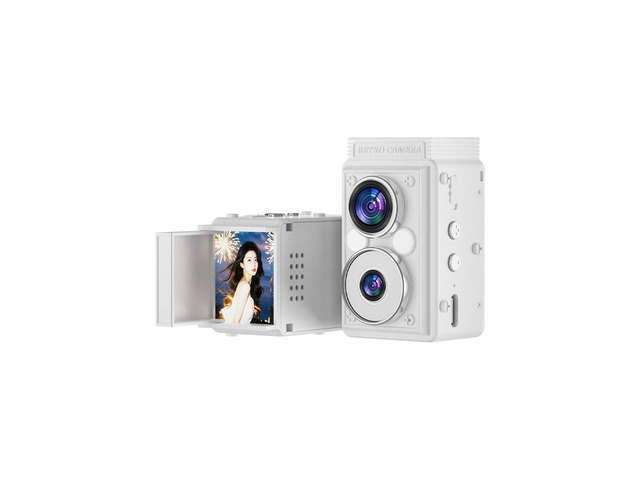 S11 Digital Camera Retro, Dual Lens CCD Camera, Portable TLR Style Retro Point and Shoot Compact Small wit 6 Filter for Beginners Teens Adults...