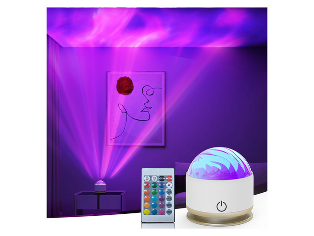 Northern Light Projector, Battery Operated Aurora Night Light, 16 Colors Galaxy Lamp Ocean Wave Ceiling Projector Mood Ambient Lighting for Bedroom...