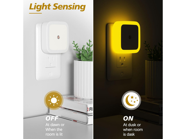 Night Light, Night Lights Plug into Wall 8-Pack, Nightlight Plug in Night Light, Dusk to Dawn Night Lamp Led (Amber)