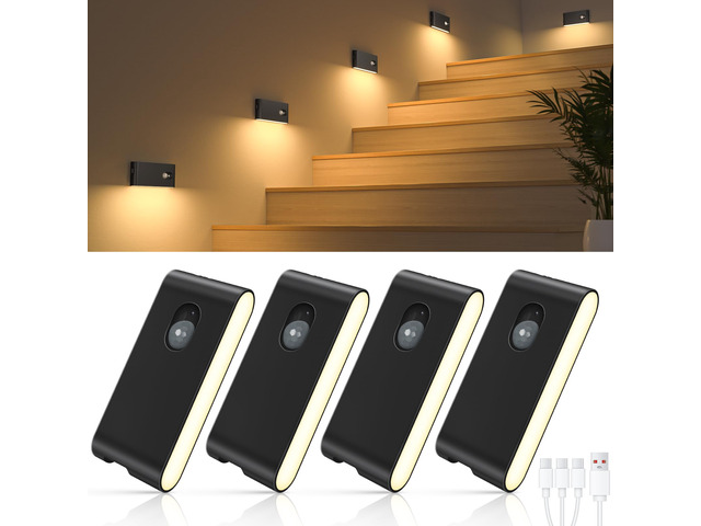 Motion Sensor Night Lights,Wireless Stair Lights Indoor Battery Rechargeable Night Lights for Stairway,Hallway,Kitchen,Closet,Cabinet,Bedroom,...