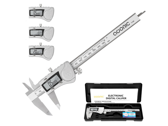Digital Caliper, Caliper Measuring Tool 0-6' Stainless Steel Vernier Caliper Digital Micrometer with Large LCD Screen, Easy Switch from Inch Metric...