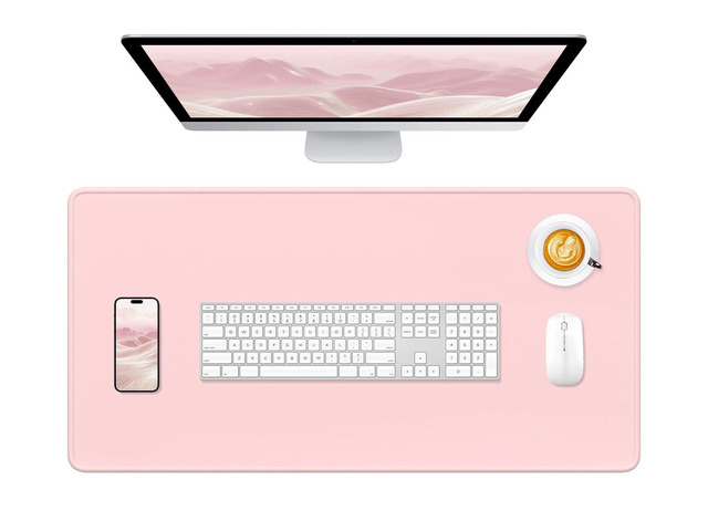 Desk Pad, 32' x 16' Premium-Textured Desk Mat, Stitched Edge Anti-Slip Waterproof Rubber Mouse Pad, L Extended Computer Mat for Office Gaming...
