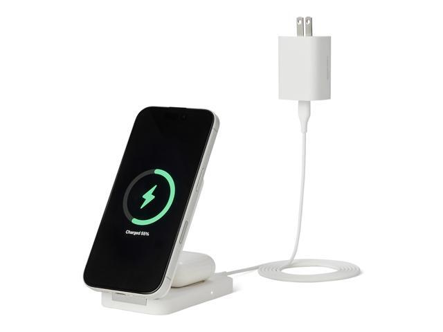 Amazon Basics MagSafe Compatible Wireless Charging Station, 25W Max. Fast Charging Qi2.2 Certified 2-in-1 Charger, Foldable Stand for iPhone...