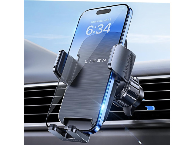 LISEN Car Phone Mount, Phone Holders for Your Car [Thick Cases Friendly] Car Vent Phone Holder & Metal Hook Truck Jeep Accessories for iPhone 17...