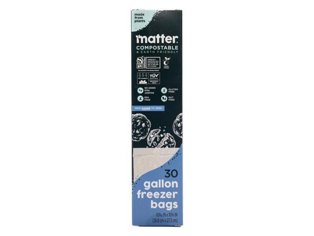 Matter Compostable Gallon Freezer Bags, Resealable, 30 Ct, Made From Plants