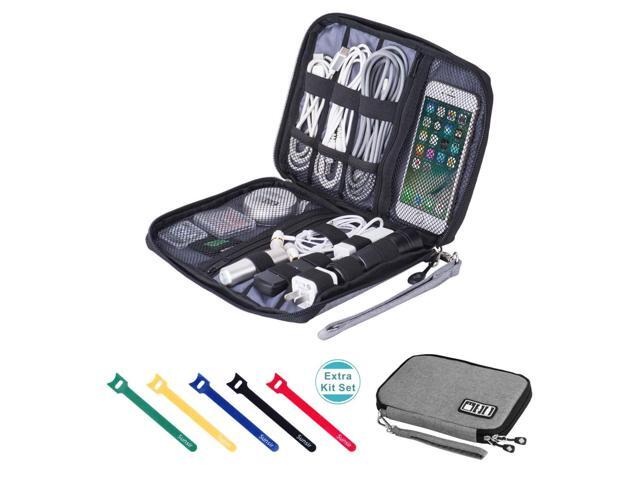 Sunsir Travel Cable Organizer Bag Waterproof Portable Electronic Accessories Organizer for USB Cable Cord Phone Charger Headset Wire SD Card with...