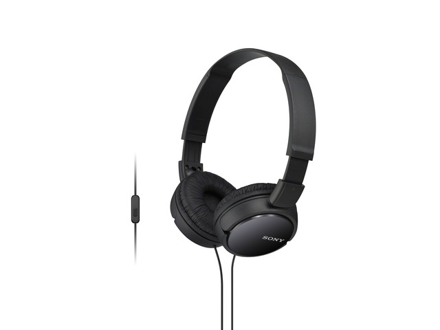 ZX Series Wired On-Ear Headphones with Mic, Black MDR-ZX110AP