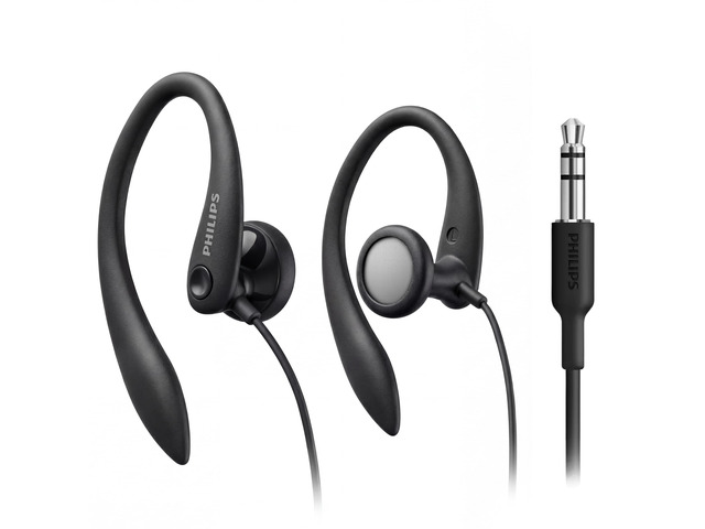 SHS3200BK Flexible Earhook Headphones, Black