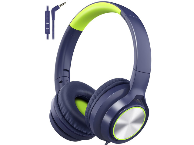 Kids Headphones with Cord, Wired Over Ear Headsets with Microphone Limited Volume 85dB/ 94dB, Portable Wired Headphones for Kids Boys Girls Teens...