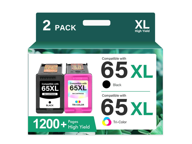 65XL 65 3755 5055 Ink Cartridges Black/Color Combo Pack for HP Printers Replacement for HP65 XL Black and Color for HP Envy 5052 5000 DeskJet...