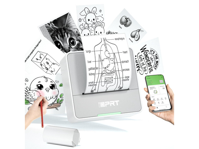 Portable Sticker Maker Machine with 1 Roll Sticker Paper Inkless Bluetooth Thermal Printer for iPhone & Android, Pocket Printer for Labels,...