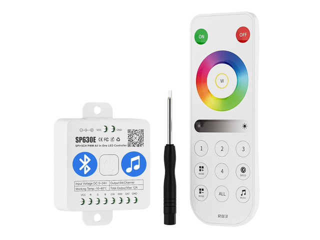 SP630E Bluetooth Controllers 4 Zones 2.4GHz RF RB3 Remote Kit APP & RF Remote, Support COB SMD PWM or SPI RGB RGBW LED Strip WS2811 WS2812B WS2814...