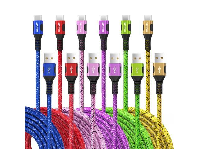 XIAWAO USB to USB C Cable, (6Pack) Type C Charger Cord Fast Charging for iPhone 17 16 15, Samsung Galaxy S25 S24 S23 A56 A36 A16 A17, Moto g, Pixel...