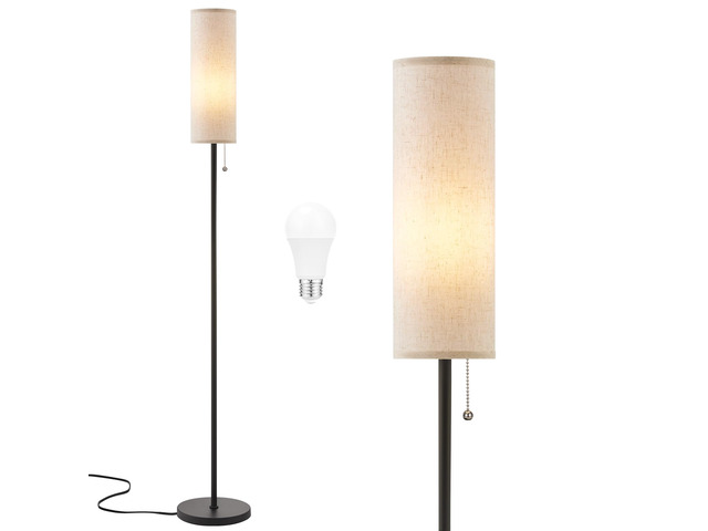 64' Floor Lamp with 9W LED Bulb & Beige Lampshade 3 Color Temperature, Chain Switch, Minimalist Floor Lamp, Tall Pole Lamps, Living Room, Bedrooms,...