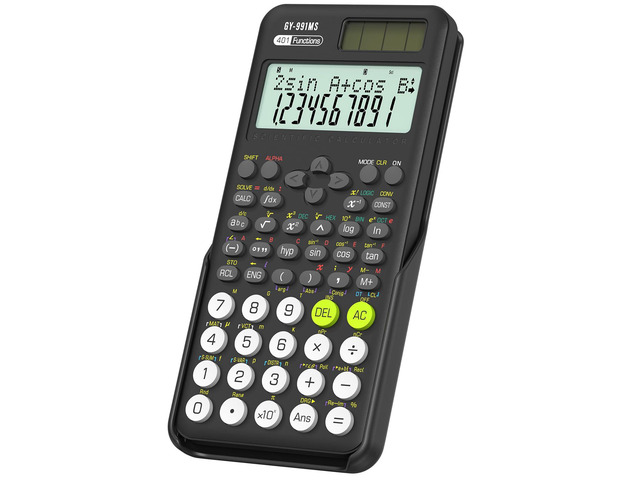 991MS 401 Functions 2-Line Display Desktop Calculator with Sliding Cover Scientific Calculator School Supplies, Solar Battery Power Kawaii for...