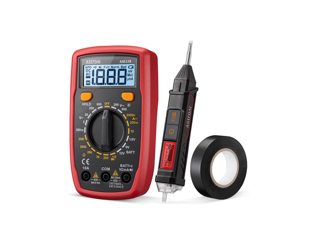 Electrical Test Kit ETK1, Digital Multimeter, Non-Contact Voltage Tester & Screwdriver, Electrical Tape, an Ideal Set for Electricians, DIYers,...