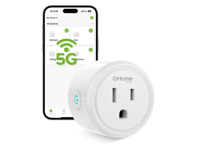 5G 15A WiFi Smart Plug Compatible with Alexa and Google Home, Outlet Timer Smart Home WiFi Outlet Timer with Remote Control, 5GHz and 2.4GHz Wi-Fi...
