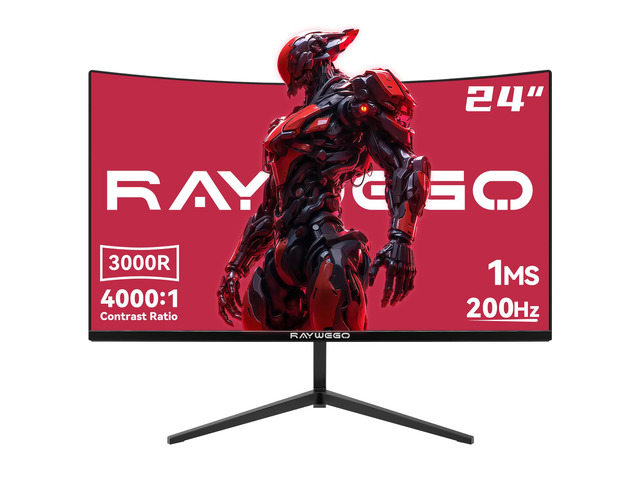 24 Inch Curved Gaming Monitor, 200Hz FHD 1080P, 1ms Fast VA 4000:1 contrast, HDR, FreeSync, eye care, HDMI/DP/USB, VESA 75x75, 1500R curved display