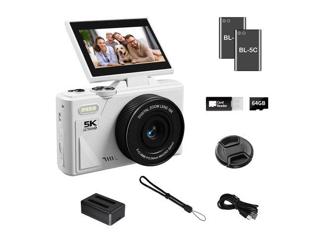 5K Digital Camera for Photography with WiFi, 75MP Ultra HD Vlogging Camera for YouTube with 3' 180° Flip Screen,18X Zoom Autofocus Compact Cameras...