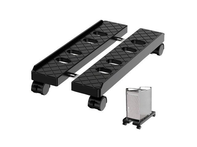 Adjustable Computer Tower Stand, Ventilated Mobile CPU Holder, Large Black Fits Most PC Tower, Under Desk CPU Holder PC Floor Cart Computer Riser...