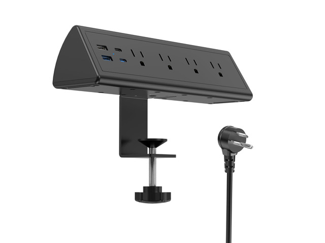 Desk Clamp Power Strip,20W Fast Charging Station,Surge Protector Nightstand Edge Mount,1875W Extension Cord with Multiple Outlets,2 USB-C,2...