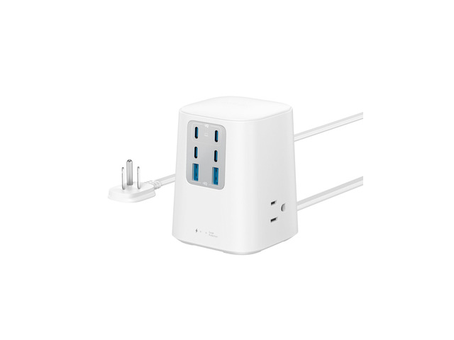 Desktop Charger, 9-in-1 Power Strip with 300J Surge Protector, 100W USB C Charger with 3 AC, 4 USB C, 2 USB A, 5ft Flat Plug Extension Cord with...