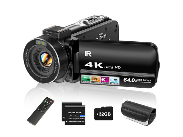 4K Video Camera Camcorder UHD 64MP Vlogging Camera for YouTube 18x Digital Zoom 3' 270° Rotation IPS Touchscreen Video Camcorder with Night Vision,...