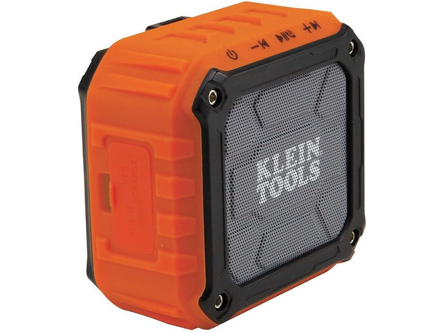 Klein Tools AEPJS1 Bluetooth Speaker, Wireless Portable Jobsite Speaker Plays Audio and Answers Calls Hands Free, IPX5, Worksite Ready