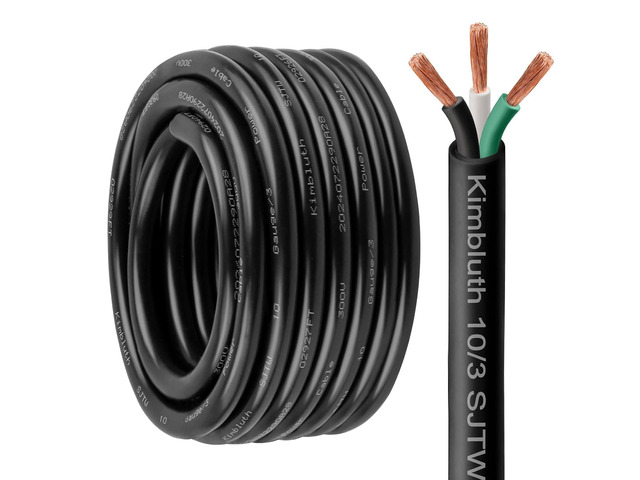 10 Gauge 3 Conductor Wire SJTW Outdoor Extension Power Cable 20FT, 10/3 Wire Heavy Duty Pure Copper Electrical Wire for Lawn, Battery, Automotive,...