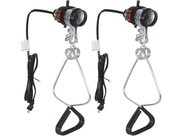 Simple Deluxe HIWKLTCLAMPSOCKETX2 2-Pack 18/2-Gauge Brooder and Heat Clamp Lamp with Bakelite Socket 150 Watt 6 Feet Cord, 2 Count (Pack of 1), Black