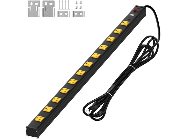CRST 12-Outlet Long Heavy Duty Power Strip, 2.6'' Wide Spaced,15FT 1800J Surge Protector Power Strip with Mounting Brackets, 15A Circuit Breaker,...