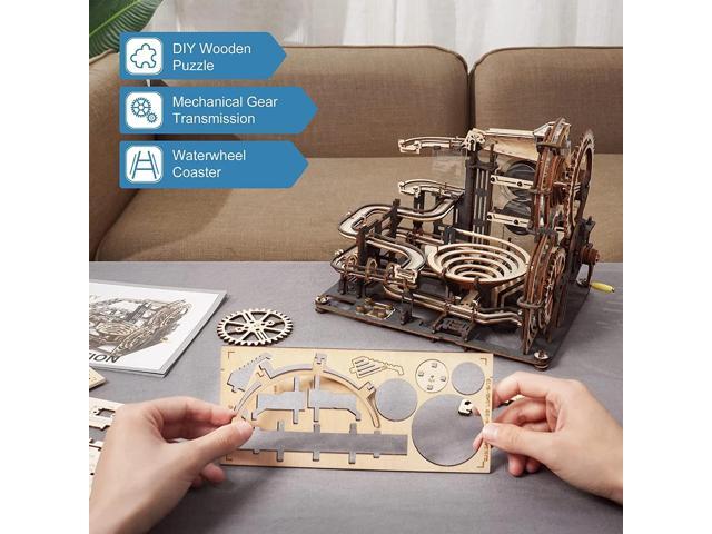 ROKR 294 Pieces 3D Jigsaw Wooden Puzzle Marble Run Model Kit for Adults and Kids-Marble Night City