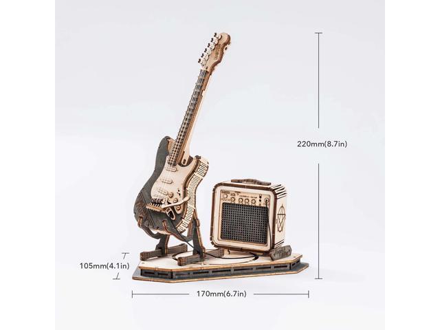 ROKR 140 Pieces 3D Jigsaw Wooden Puzzle Electric Guitar Model Gifts for Teen & Adult