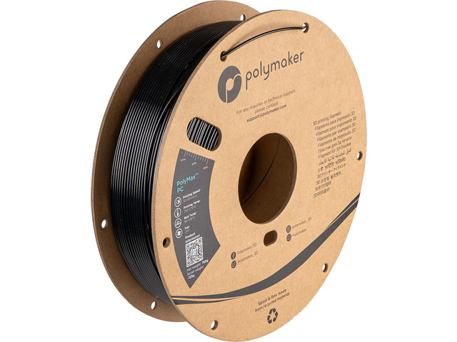 Polymax Tough PC Filament 1.75mm 0.75kg Black Polycarbonate Filament, PC Filament, Tough & High Heat Resistant 3D Printer Polycarbonate Filament