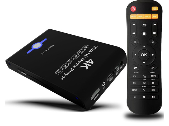 4K Ultra HD Media Player & HDD Enclosure 2-in-1,Digital Signage, Play H.265/HEVC H.264/AVC MP4 MKV Videos,MP3 Music,JPG Photos,Auto Playback and...