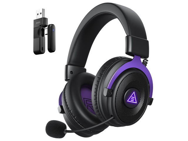 E900WT Wireless Gaming Headset with Microphone for PC Ps5 Ps4 30ms Latency, 2.4 Ghz USB & Type-C & Bluetooth Gaming Headphones, 80Hrs Battery,...