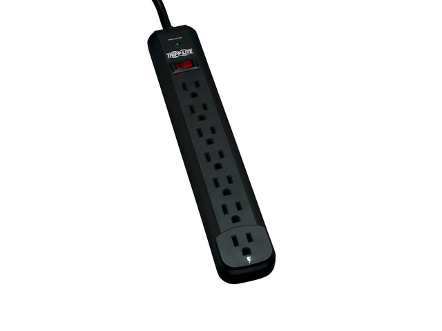 7 Outlet Surge Protector Power Strip, Extra Long 12ft Cord, Black, & Dollar 25,000 Insurance (TLP712B)