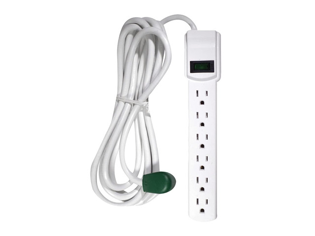 Go Green Power Inc. 12ft Surge Protector with 6 Outlets - Heavy Duty, Circuit Breaker, Mountable - Sleek Design Perfect for Home & Office -...