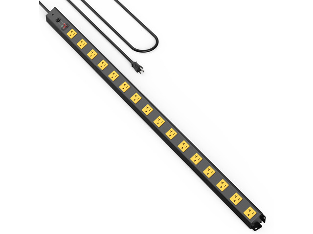 16 Outlet Long Power Strip, 12 Gauge Extension Cord. Yellow, 4FT. Heavy Duty, Surge Protector, High Amp, Wide Spaced Multiple Outlets for Home,...