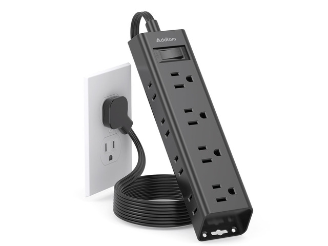 Extension Cord Flat Wall Plug - Surge Protector Power Strip with 12 Outlets 5ft, Outlet Extender with Multiple Outlets, Wall Mount, Desk Charging...