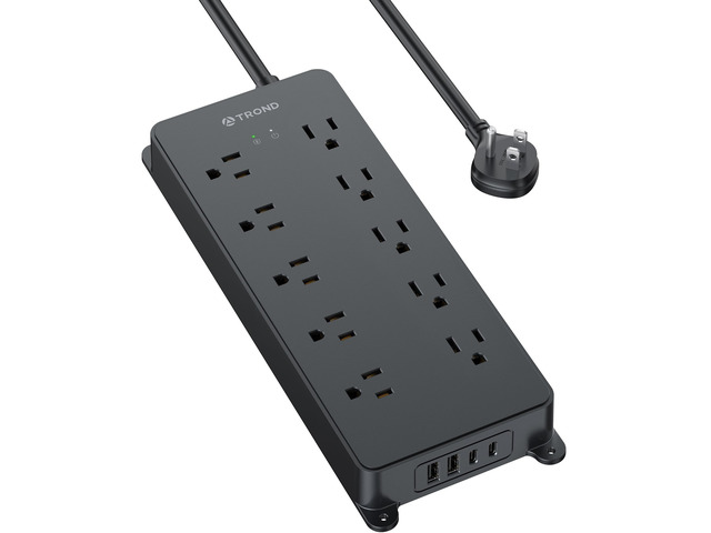 Power Strip Surge Protector, 4000J, ETL Listed, Flat Plug 5ft 10 Widely Spaced Outlets with 2 USB A and 2 USB C, Wall Mountable, 1875W/15A, for...