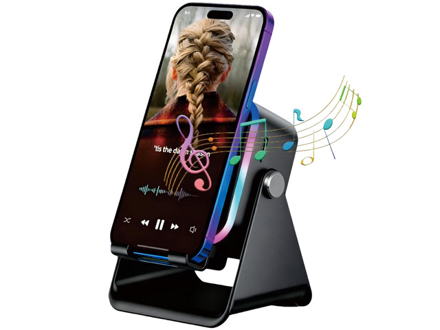 Induction Speaker Phone Stand 5-in-1 Wireless Bluetooth for iPhone Android Bluetooth Stand Holder with Audio Speaker, Amplifier Dock Induction...