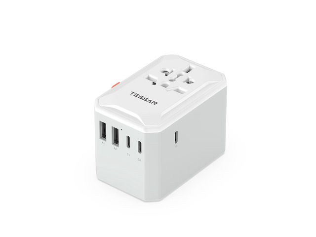 Universal Travel Adapter, International Power Adapter 5 USB Ports (3 USB C), Worldwide Plug Adaptor, US to Europe UK France Germany Spain Ireland...