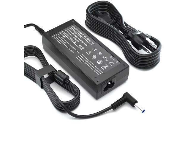 Charger Compatible with HP Laptop 65W 45W Computer Wire, Smart Blue Tip Power Adapter Supply Cord, 4.5 mm Jack