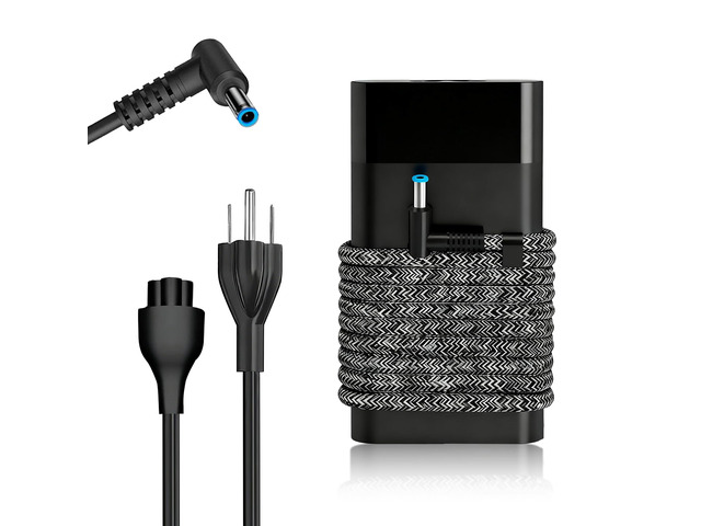 Replacement for HP Laptop Charger 65W 4.5 x 3.0mm Blue Tip Charger 45W Smart Power Charger, Braided Cable AC Adapter, fits HP Laptop Computer...