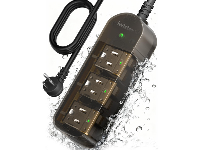 Outdoor Power Strip Weatherproof, 3 AC Outlets, 5FT Extension Cord 1625W/13A, Anti-Electric Shock, IPX6 Waterproof Surge Protector for Backyard,...