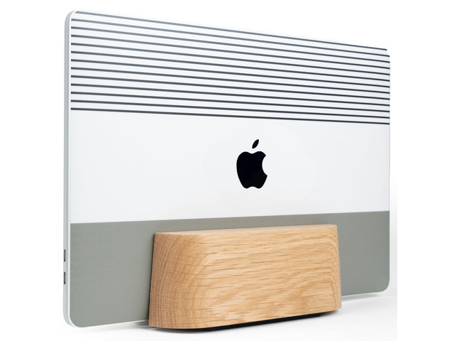 COREMINDED Adjustable Vertical Laptop Stand for Desk, Wooden Laptop Holder, MacBook Pro Stand, Wood Mac Air Dock (Solid Oak)