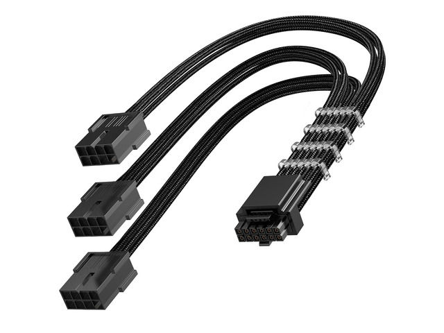 16AWG PCI-e 5.0 12VHPWR PSU Cable Extension, 600W 12+4 Pin Male to PCIE 3x8 Pin(6+2) Female PC Cable Extension for RTX 3090Ti/4070Ti/4080/4090, 30CM