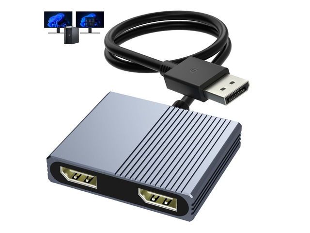 Display Port Splitter for Dual Monitors, 4K@120Hz DisplayPort to Dual DisplayPort Adapter, Displayport MST Hub, Monitor Splitter, Dual Monitor...