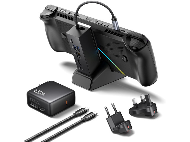 Docking Station & 100W Charger for ROG Xbox Ally X (2025)/ROG Ally X/Steam Deck/Legion Go, 6-in-1 Dock with HDMI 4K@120Hz, Gigabit Ethernet, Dual...